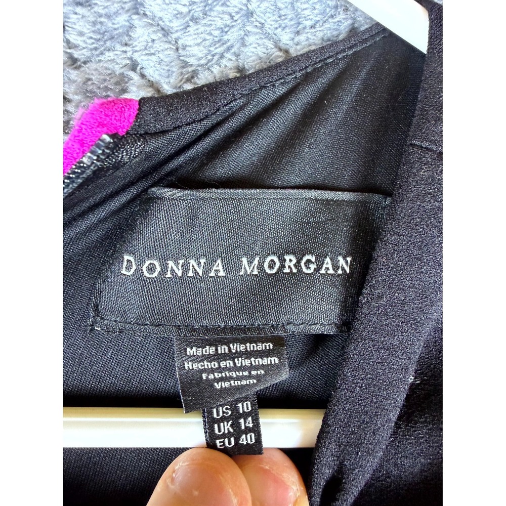 Donna Morgan A-Line Mini Dress Womens 10 Pink Black Colorblock Long Sleeve - Picture 3 of 6
